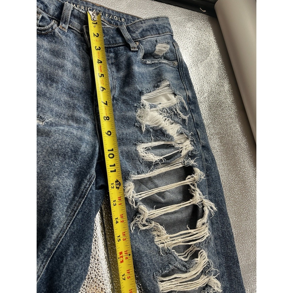 American Eagle Womens Distressed Trashed Mom Jeans Size 2 Blue - Picture 8 of 9